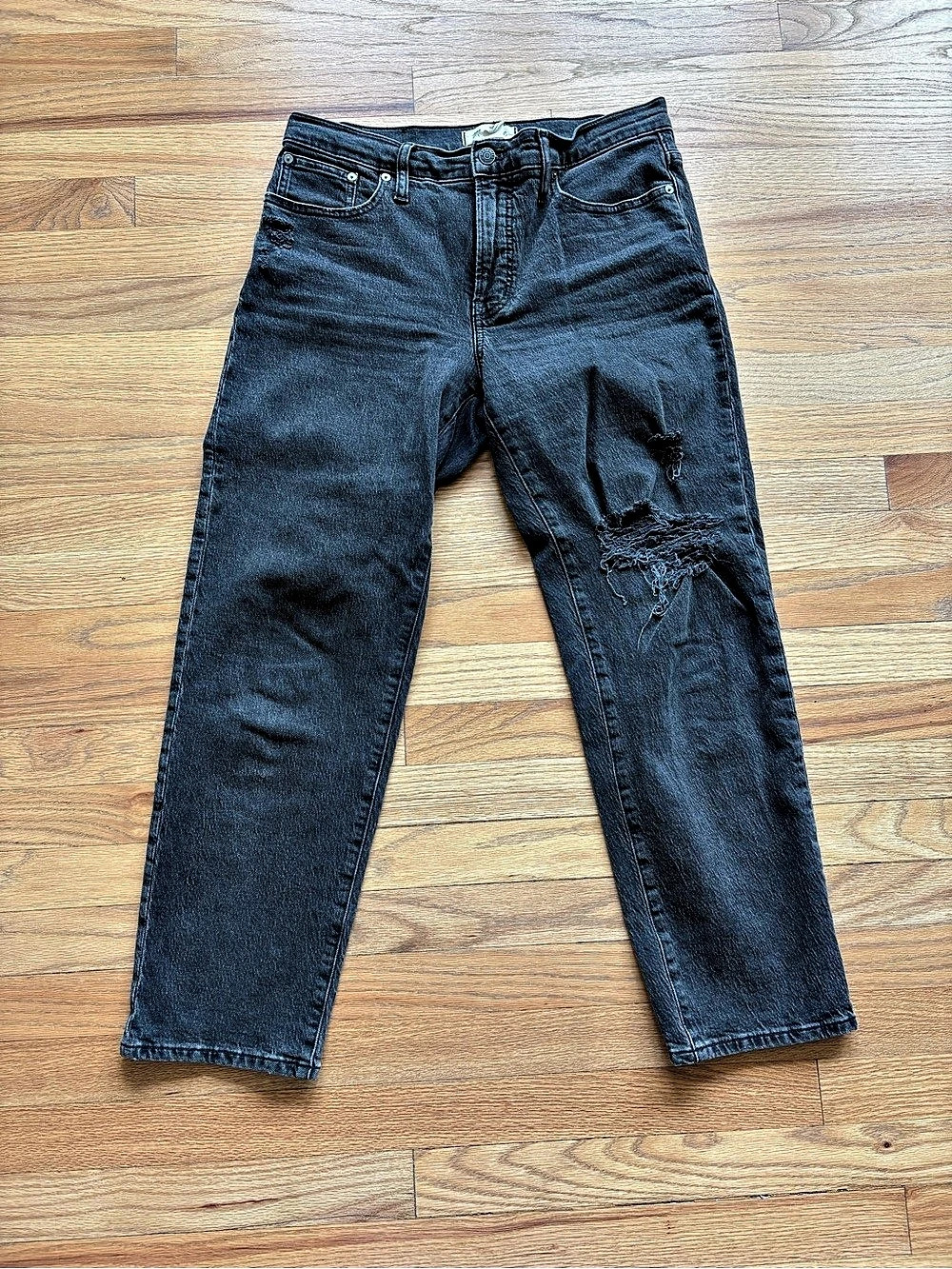 Madewell The Mid-Rise Perfect Vintage Straight Jean Black Jeans Waist 29